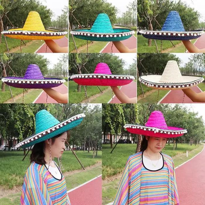 Chapeaux de paille de style mexicain à large bord pour hommes et femmes