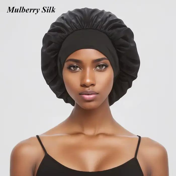 Bonnet 100% en soie de mûrier véritable pour femmes endormies