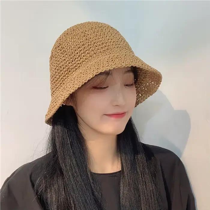 Chapeau de paille pliant pour femmes