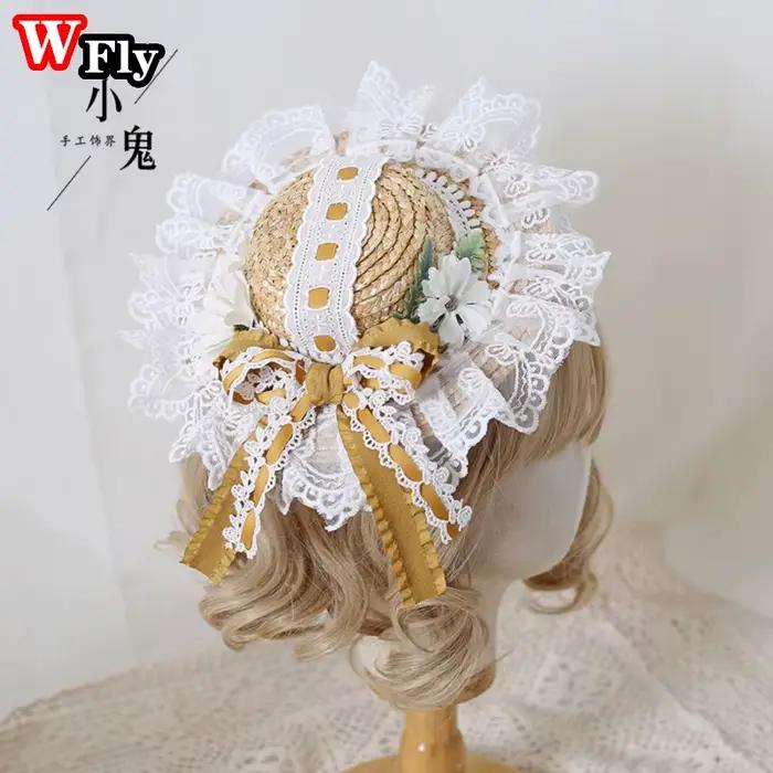Chapeau de paille Harajuku kawaii patchwork pour femmes et filles été plage coiffure extérieure élégance soleil ocassions spéciales