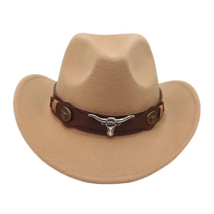 Chapeau de cowboy occidental en laine pour homme