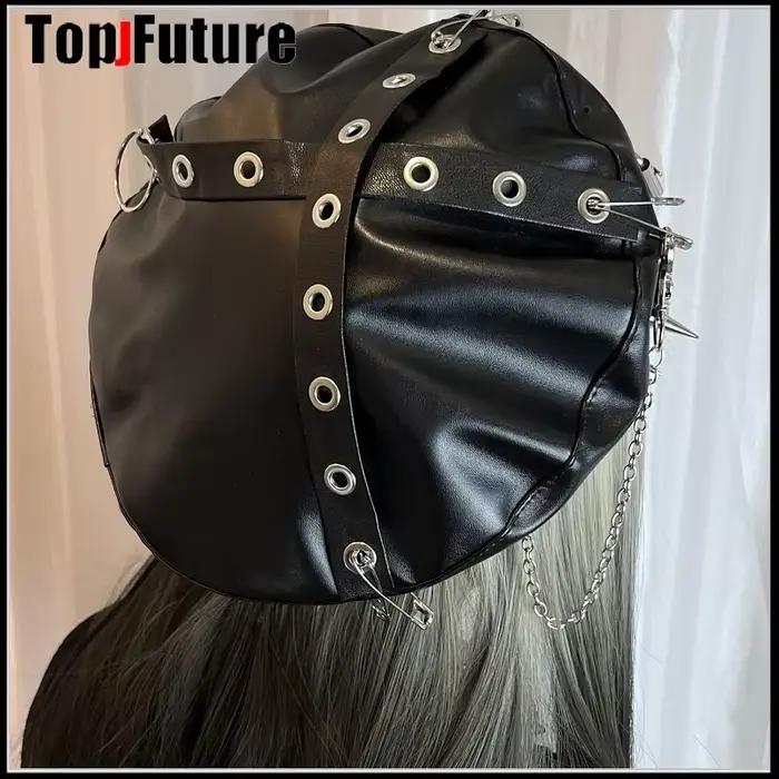 Harajuku gothique Lolita cuir diable béret chapeau casquette automne hiver Y2K fille femmes métallique Punk pointu ongles chapeaux décoratifs
