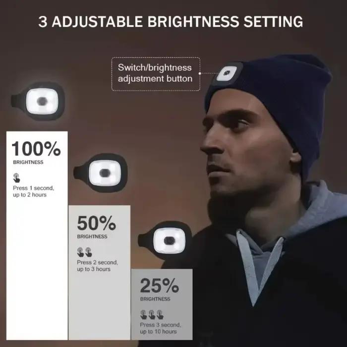 Chapeau tricoté avec lumière LED