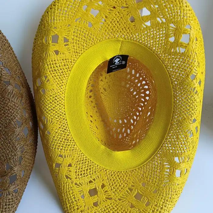 Chapeau de cowboy en paille ajouré fait main