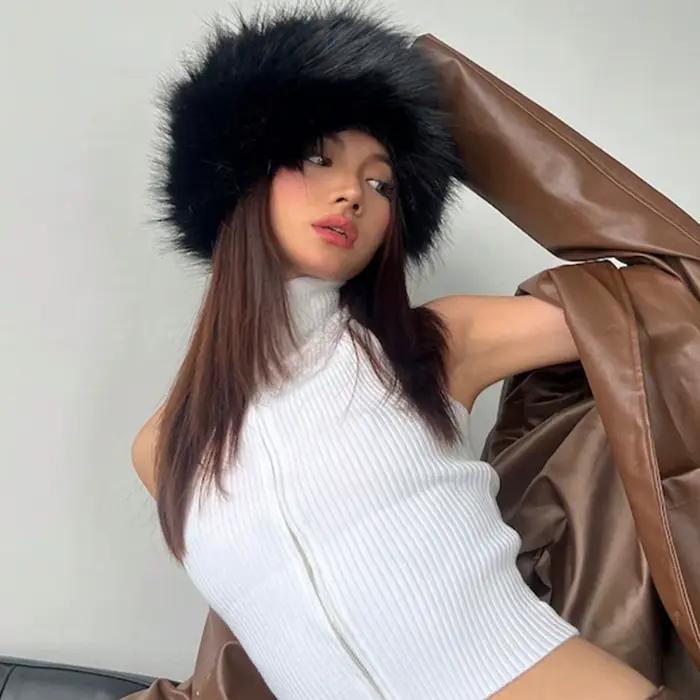 Chapeau d'hiver en fausse fourrure pour femme