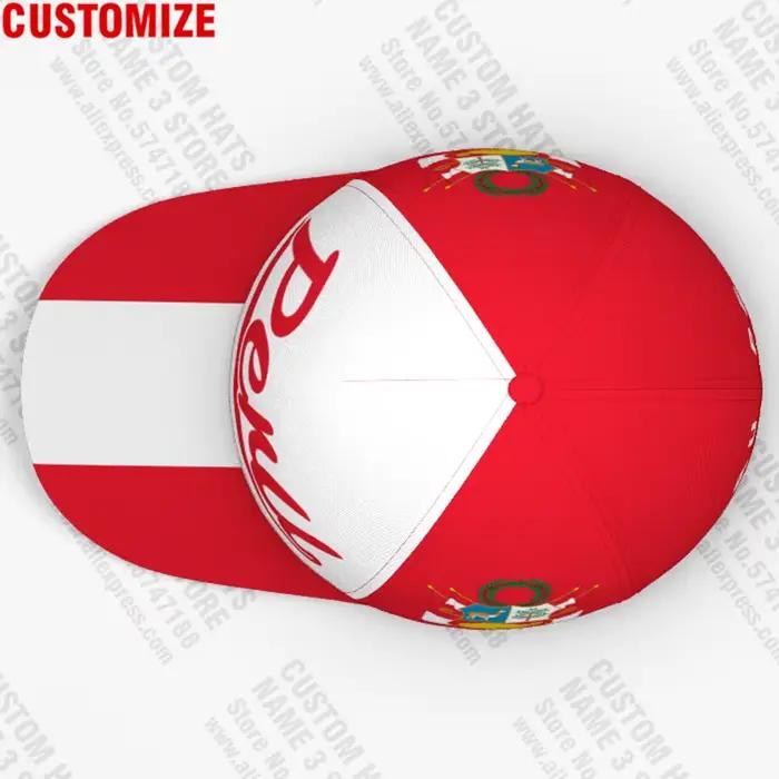 Casquettes de baseball péruviennes 3D gratuites avec nom et logo de l'équipe