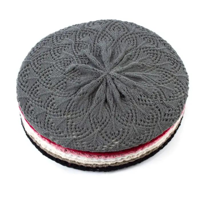 Béret en tricot acrylique fin pour femme