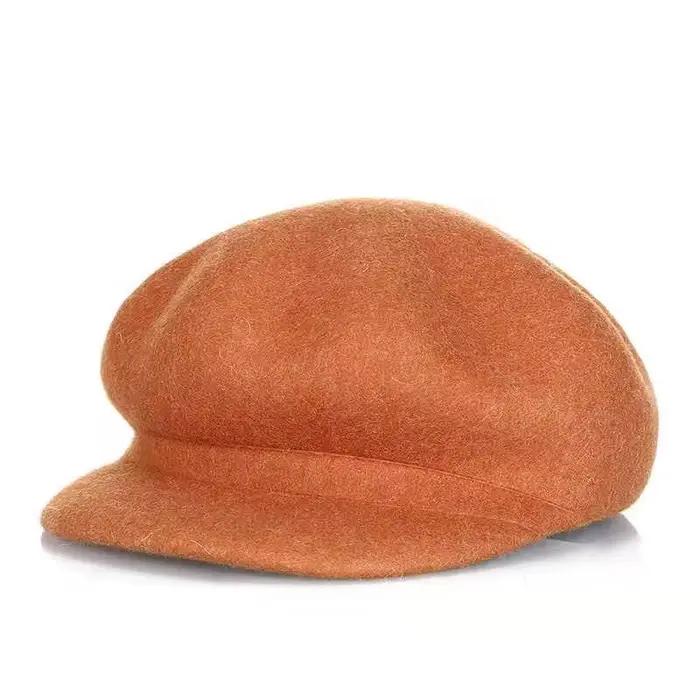 Chapeau octogonal en pure laine pour femme