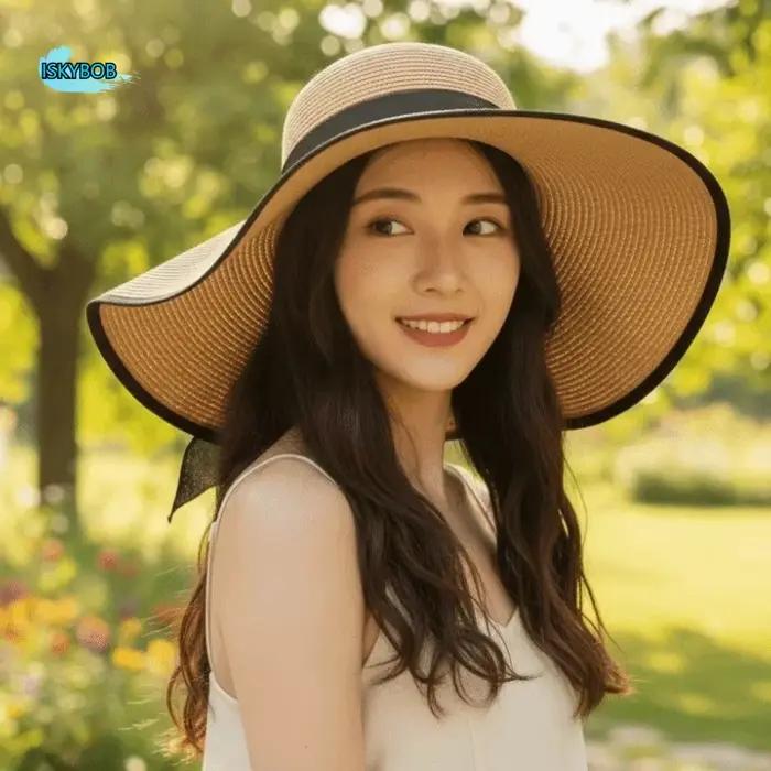 Chapeau de soleil en paille respirant pour femme