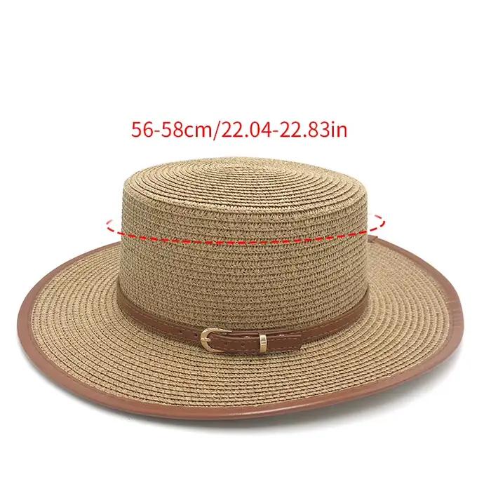 Chapeau de soleil en paille à dessus plat pour femmes