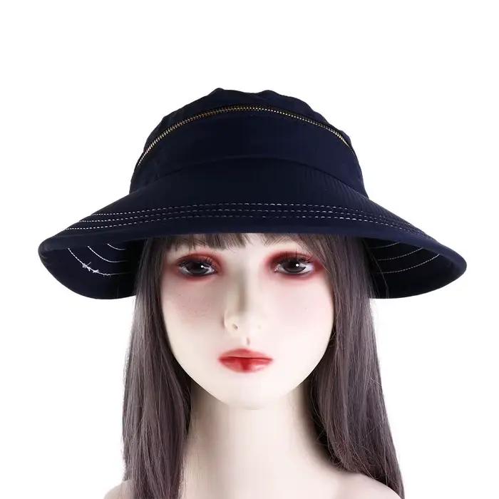 Pliable mode nœud papillon grand bord Cycilng dames couleur unie pêcheur chapeau seau