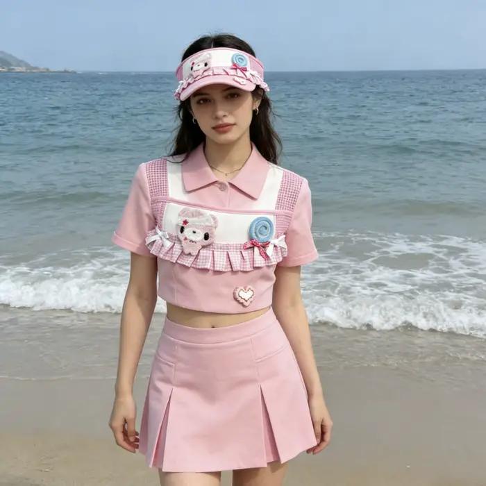 Casquette de baseball ajourée rose bonbon pour femme