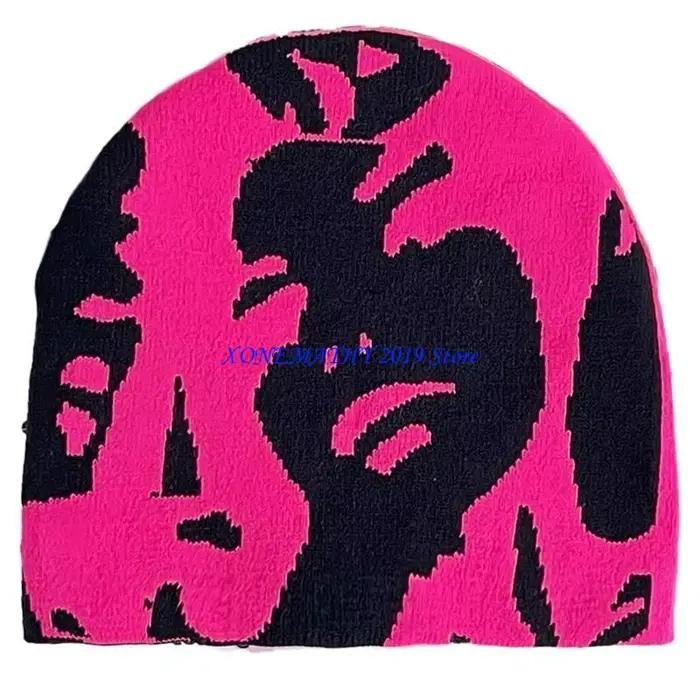 Bonnets tricotés coupe-vent unisexe avec portrait humain, matériaux acryliques, pour adultes, style sport, occasions hivernales et décontractées