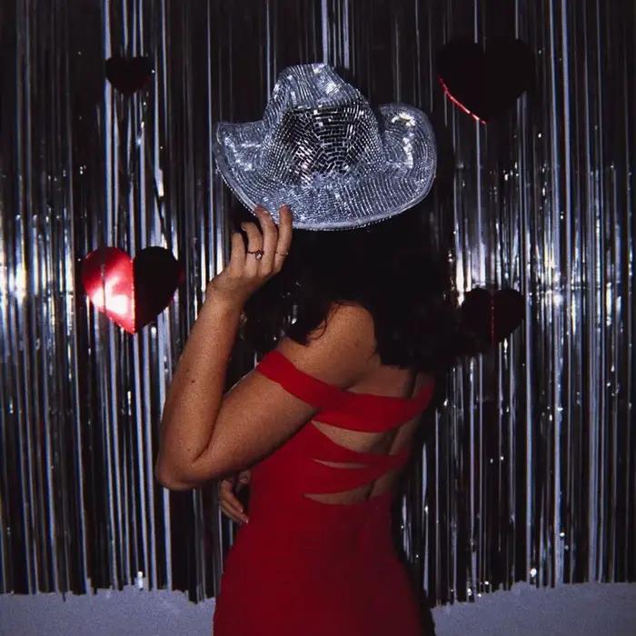 Chapeau de Cowboy Disco à paillettes miroir superbes chapeaux de boule