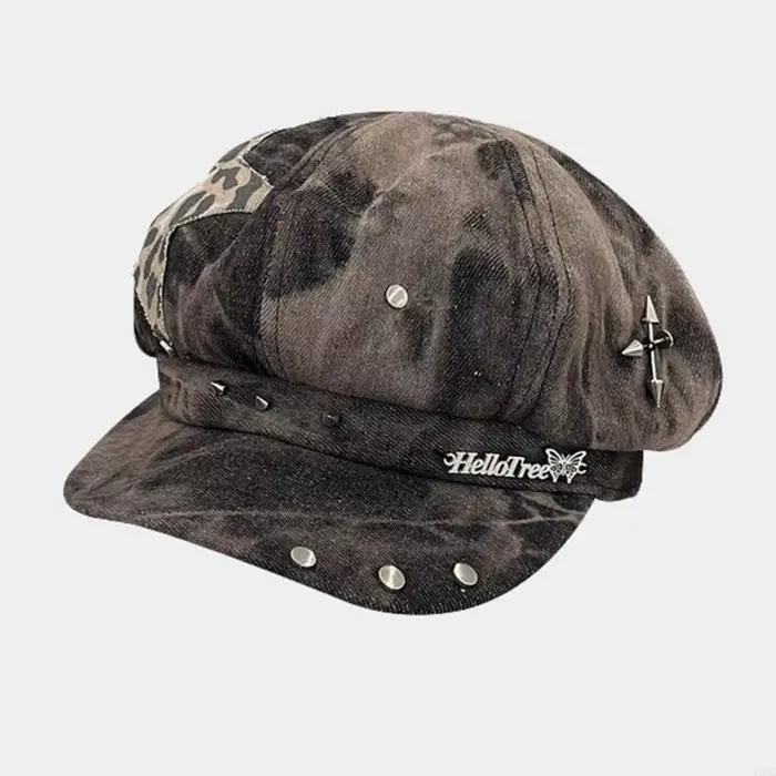 Béret imprimé léopard, chapeau peintre surdimensionné