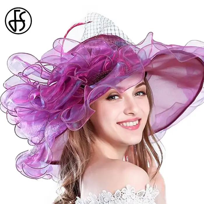 FS violet rouge grands chapeaux pour femmes plage à large bord Fedora élégant église
