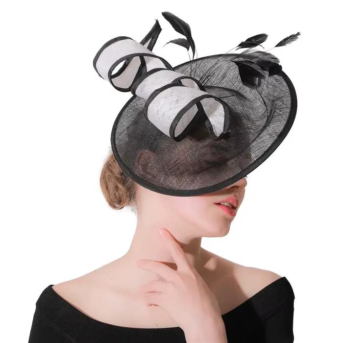 Chapeau fascinateur noir Kentucky Derby pour femmes