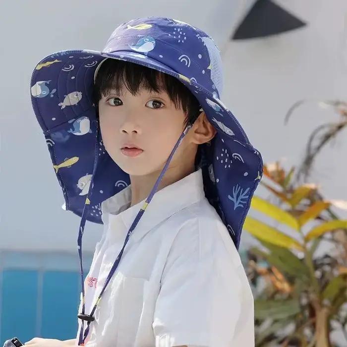 Chapeau Bob Anti-UV pour Enfants avec Protection du Cou et Visière Fine – Idéal Printemps-Été pour Garçons et Filles