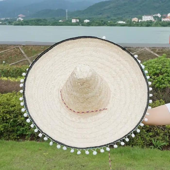 Chapeaux de paille colorés à large bord pour femmes