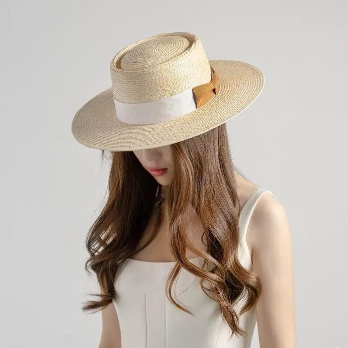 Chapeau de paille tissé bicolore