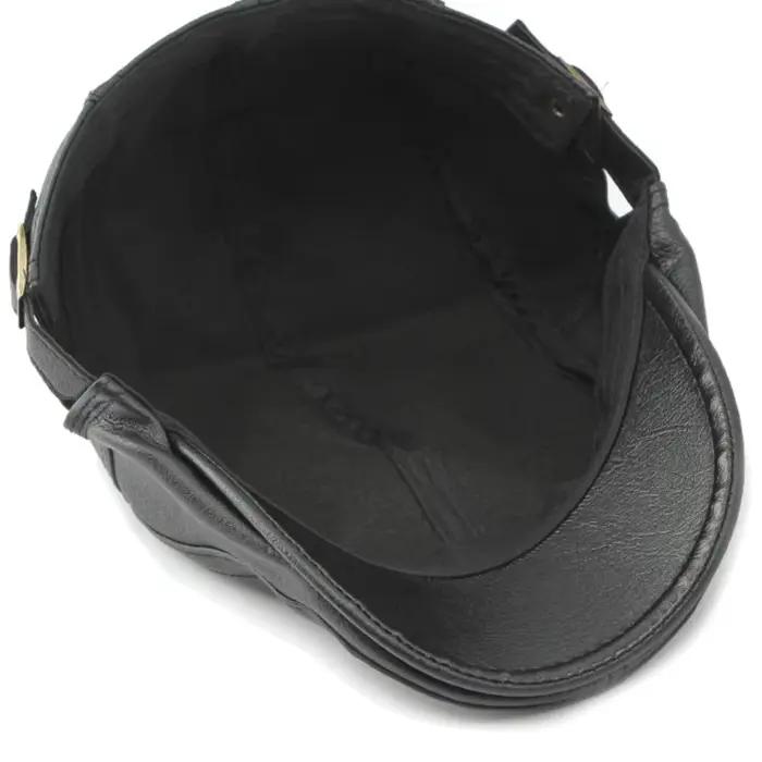 Casquette béret en cuir PU pour homme