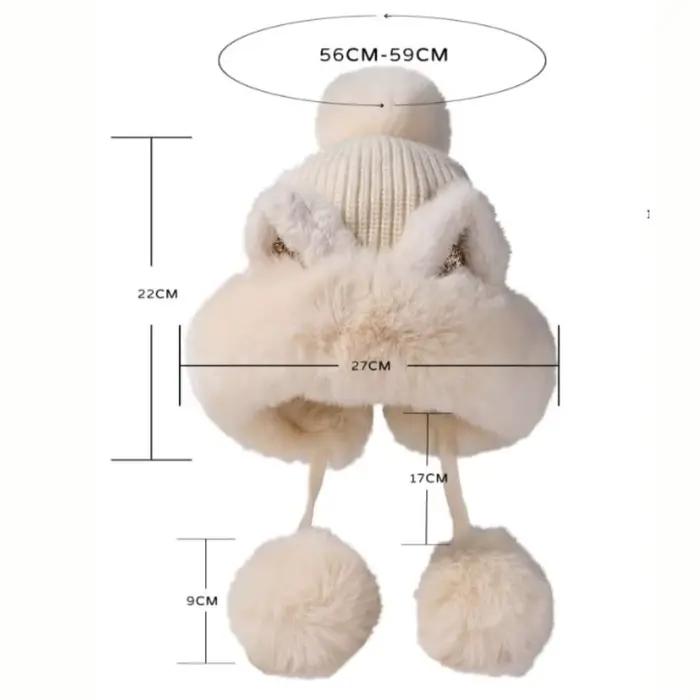 Chapeau de ski moelleux en peluche pour femme