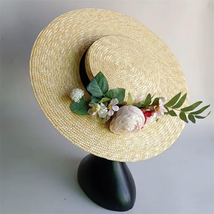 Chapeau de paille blanc 2026 avec fleur artificielle
