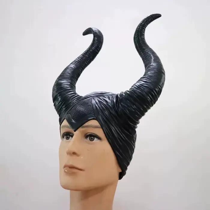 Coiffe de déguisement d'Halloween, chapeau noir avec cornes de reine