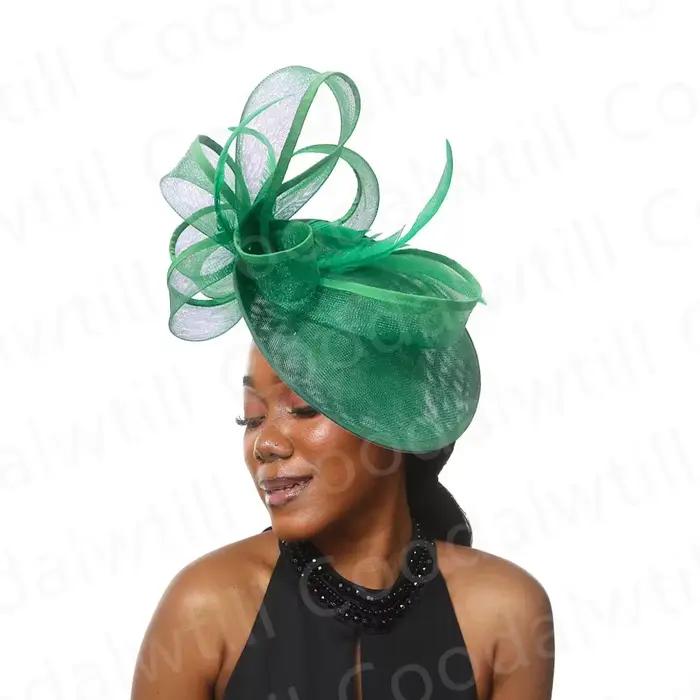Fascinateur de mariage élégant en polyester pour femmes, bandes audacieuses, style mode, occasions spéciales comme les mariages, cocktails, courses de derby