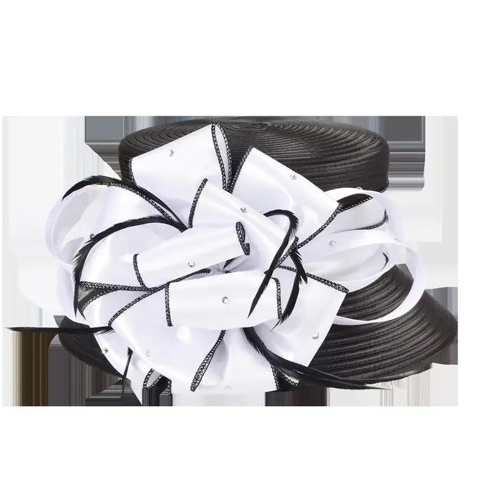 Chapeau d'église noir et blanc pour femme