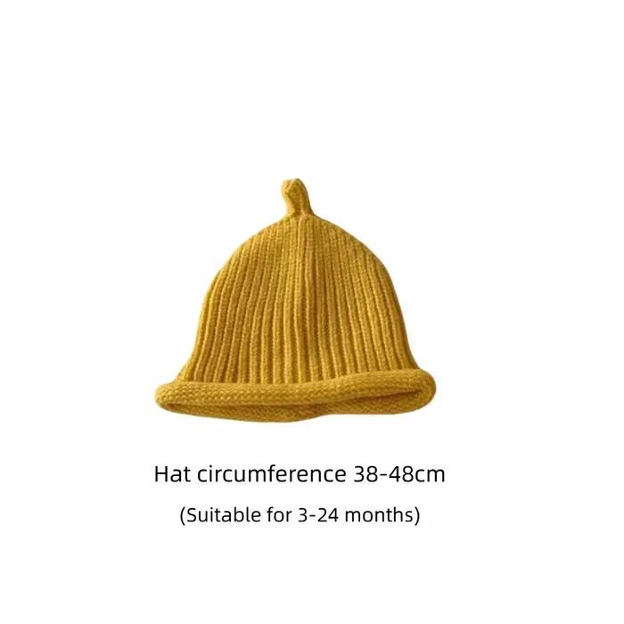 Mignon Style coréen bébé tricot casquette couleur unie épais