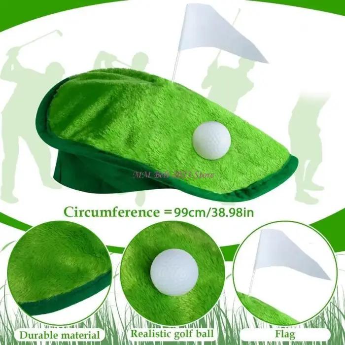 Chapeau golf vert unique avec drapeaux et balle pour homme et femme occasions spéciales activités de loisirs et tenues de golf