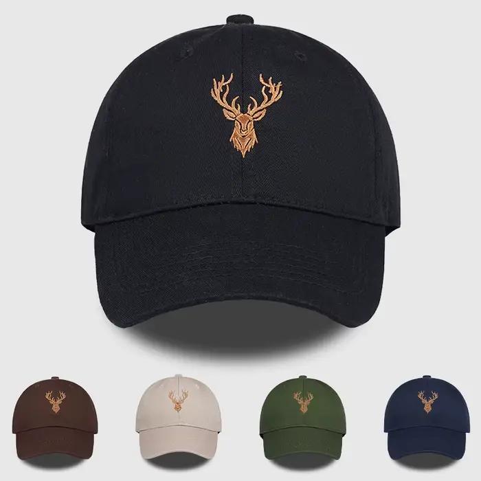 Casquette de baseball brodée tête de cerf doré