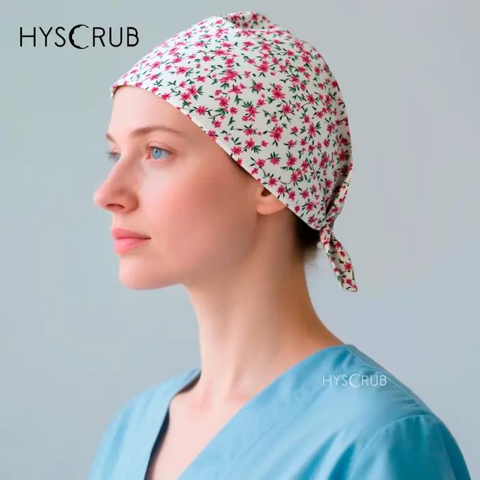 Bonnet chirurgical imprimé floral rose