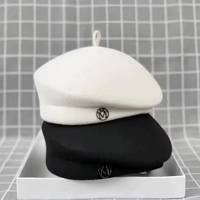 Classique dames béret chapeau fantaisie laine feutre