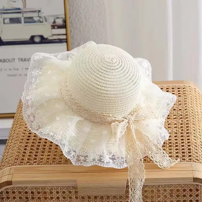 Chapeau de paille d'été pour bébé fille