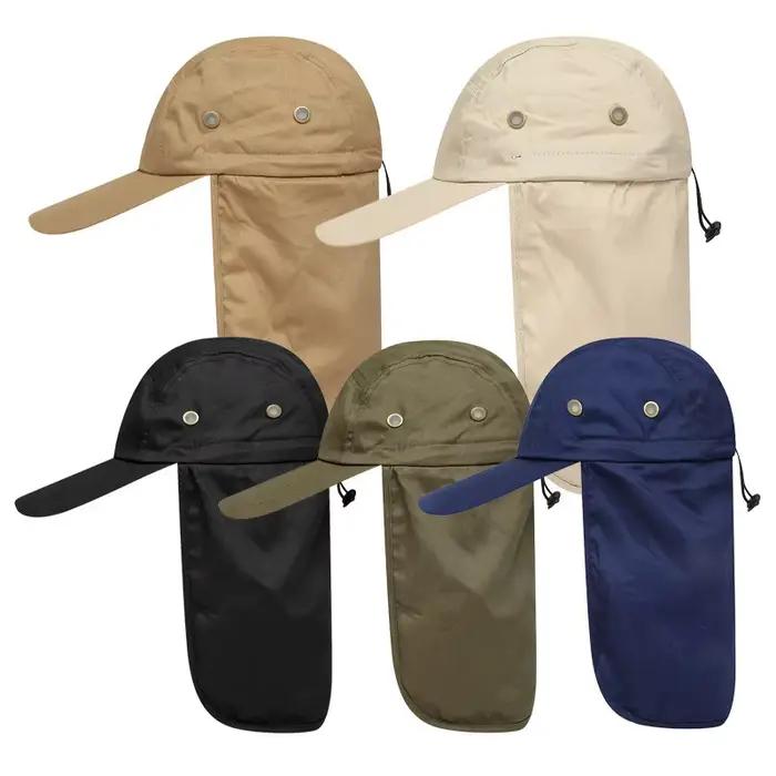 Chapeau de soleil respirant à large bord avec rabat de cou – Casquette de pêche de protection UV pour les activités de