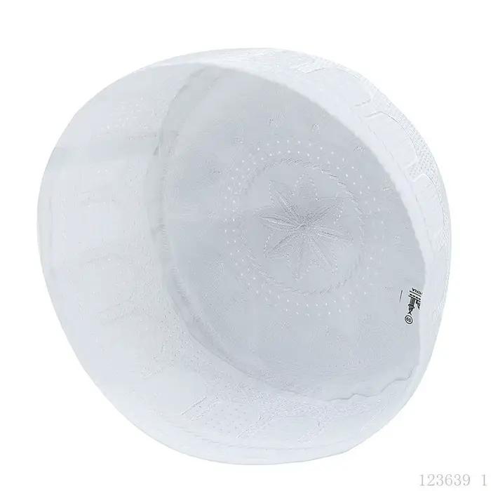 Chapeau musulman traditionnel à la mode, design brodé, forme ronde, chapeau de prière, style saoudien, polyester, casquette islamique, vêtements de loisirs pour femmes occasions spéciales et tous les jours