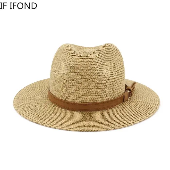 Chapeau Panama de grande taille 59-60cm pour femmes et hommes, casquette de soleil d'été solide en papier et polyester, protection UV, style sport, plage et randonnée