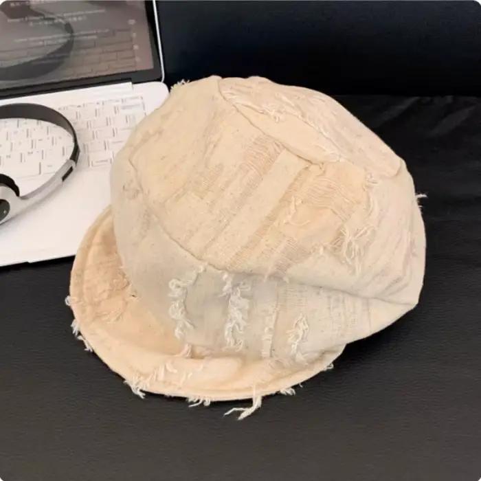 Casquettes octogonales déchirées style coréen pour femme