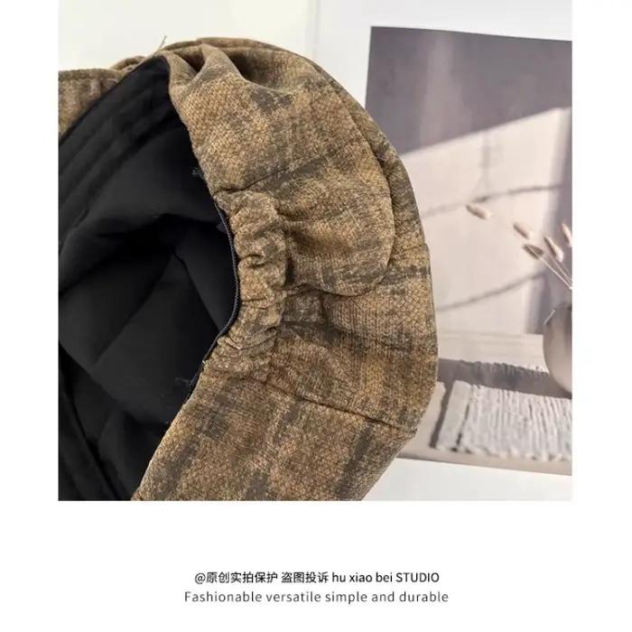 Béret japonais à carreaux littéraires et artistiques de couleurs mélangées pour femmes