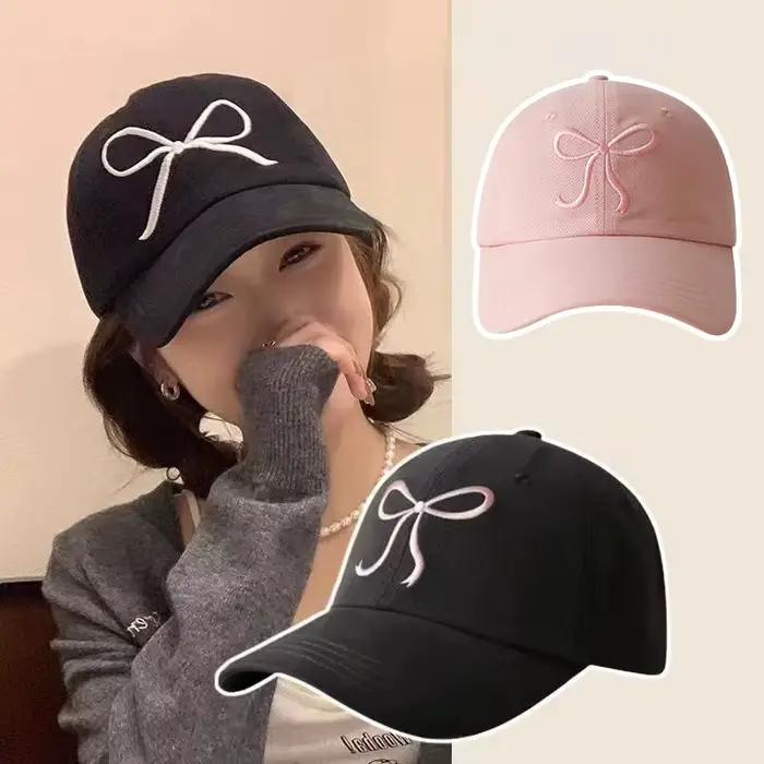 Doux nœud papillon Baseball coton réglable Snapback chapeau printemps automne broderie femmes casquette en plein air