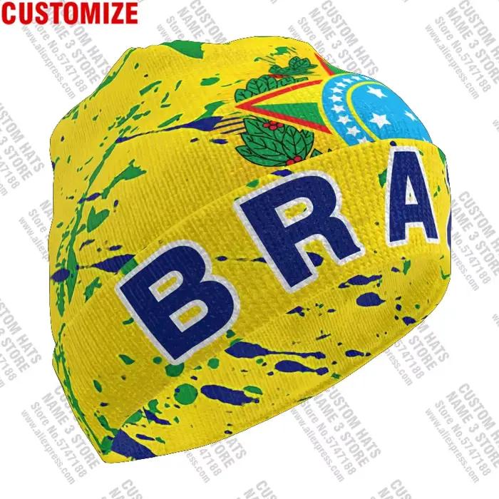 Brésil tricoté chapeau gratuit nom personnalisé hiver froid pull Portugal soutien-gorge