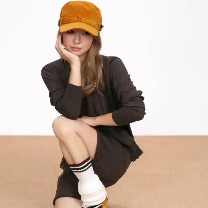 Y2K Vintage décontracté velours côtelé plat chapeaux pour femmes hommes réglable casquettes militaires en plein air chapeau de soleil Snapback armée casquette Gorras Hombre