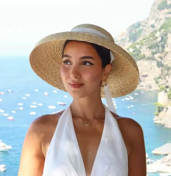 Chapeau d'été en paille style Hepburn