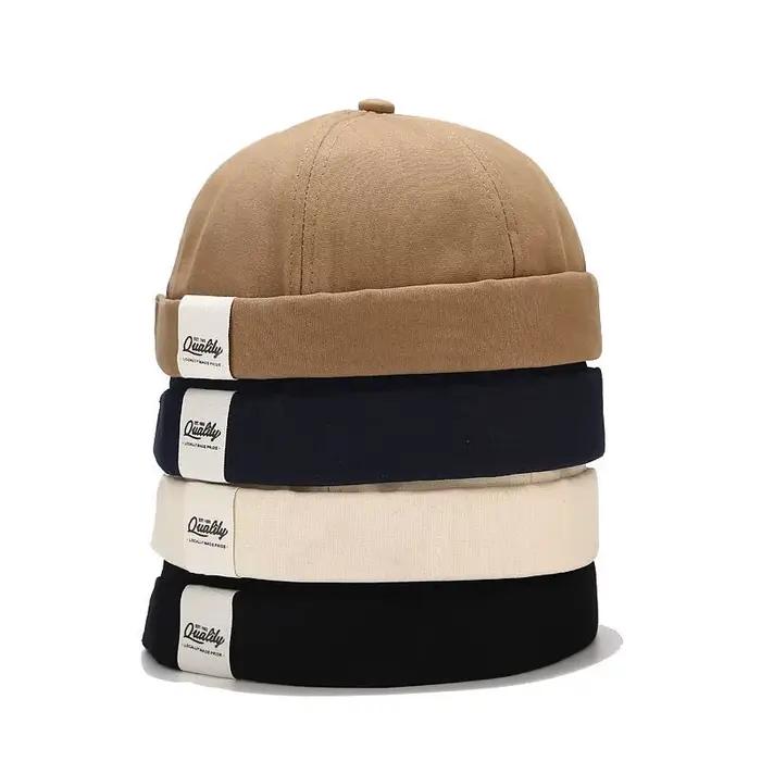 Bocca Docker casquette sans visière casquettes sans bords hommes bonnets dôme couleur unie réglable Skullcap été Hip Hop Bobble chapeau mode