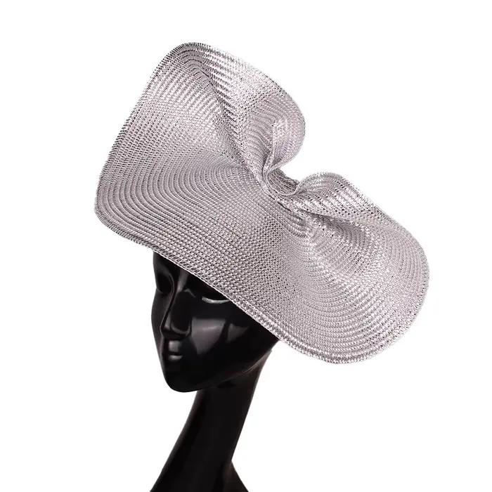 Paillettes argent thé Derby Fascinator chapeau mariage fleur fête église vacances maille pour femmes plume Fedora pilulier chapeaux SYF1003