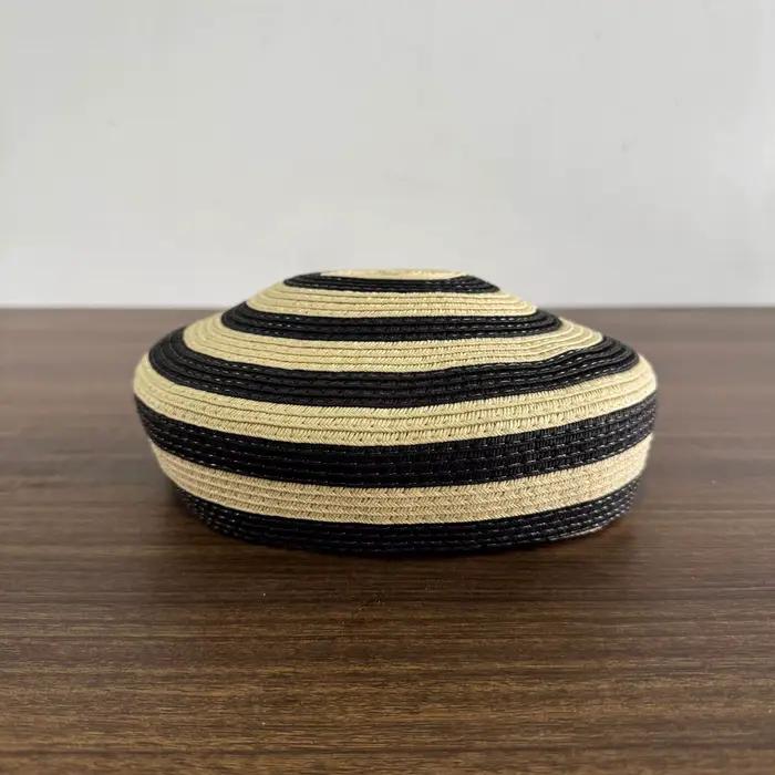 Béret rayé fait main de style européen et américain pour femme – Chapeau d'été élégant pour la plage – Boina féminine