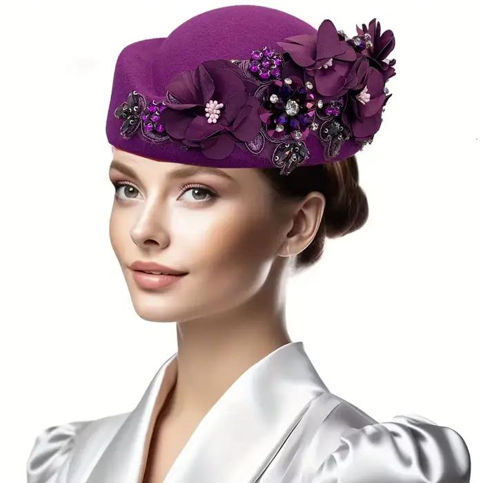 Chapeau Turban en feutre Vintage pour femmes