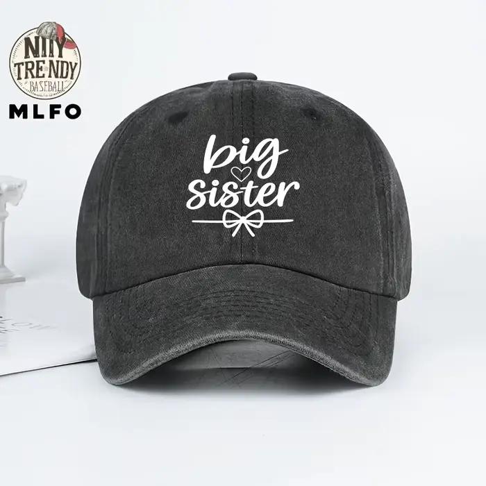 Nouvelle casquette de baseball tendance « Big Sister » à imprimé cœur et nœud